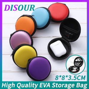 DISOUR Triangle Round Multiple Colour Earphones Storage Bag EVA Material Hard Case High Quality Portable Zipper Case 9*9*4cm/8*8*3.5cm Mini Travel Bag For Headset/Gadgets/Data Cable/Charger/Power Bank/Electronic Accessories