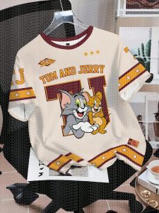 52TOYS | TOM&JERRY Cartoon Pattern 3D Printed Childrens Cute Casual Top Round Neck Fashion Street Wear T-shirt Summer Adult T-shirt