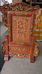 Bài Vị Tứ Linh Cửu Huyền Thất Tổ Gỗ Hương Đá – Kích Thước 48x64cm