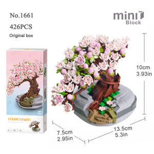 Mini Bouquet Building Blocks Flowers Succulent Cherry Blossom Bonsai 3D Model Home Decoration DIY Assembled Toys Holiday Gifts