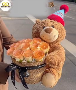 Rose Soap Flower Bear Bouquet Present for Christmas Birthday Anniversary Graduation Valentine Girl Friend Mother Gift