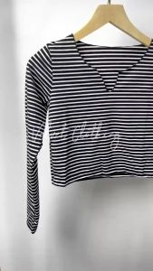 Crop Top Salur Lengan Panjang / Kaos Lengan Panjang Wanita / Atasan Longsleeve Salur 5089