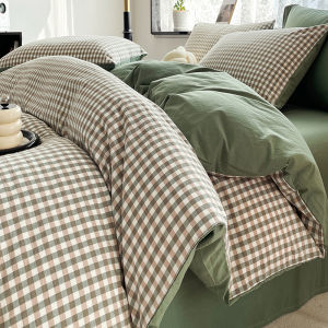 Kiss Dear | Washed Cotton 100% Pure Cotton Simple Style Bedding Set 4pcs