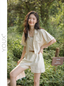YOUXIANG | Bộ Đồ Thoáng Mát Áo Blouse Quần Short