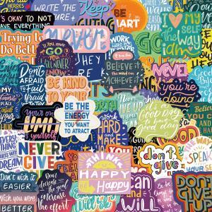 Motivational Positive Energy English Stickers 50 Pieces Travel Luggage Journal Mobile DIY Decal Decoration Paper Crafts
