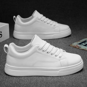 Fashionable Pure White Flat Bottom Casual Shoes for Men Spring Summer Breathable Leather Upgraded Version Comfortable Sneakers