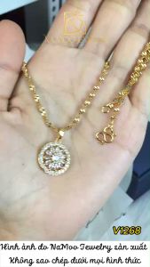 Dây Chuyền Nữ Mạ Vàng V1268 Thời Trang Mặt Tròn Hình Hoa Đính Đá Sáng Cho Nàng