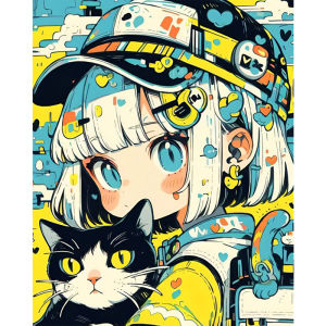 60X75cm Oil Painting By Numbers Cute Anime Style On Canvas DIY Paint by numbers Frameless Digital Painting Home Decor