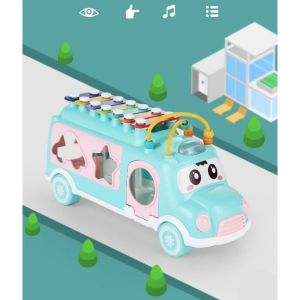 Mainan Edukasi Musik Nada Mobil Bus Xylophone Mengenal Bentuk YE20 / Mainan