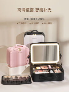 กระเป๋าแต่งหน้าเคลื่อนที่พร้อมไฟและกระจกแบบเต็มจอสำหรับการเดินทางของ NICELAND กระเป๋าใส่เครื่องสำอางแบบพกพาพร้อมช่องจัดระเบียบ