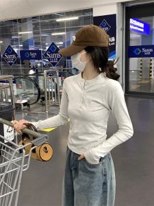 เสื้อยืดคอตั้งทรงเข้ารูปสำหรับผู้หญิง เสื้อเชิ้ตแขนยาวทรงเข้ารูป ทรงเข้ารูป ฤดูใบไม้ผลิ ฤดูร้อน ฤดูใบไม้ร่วง ฤดูหนาว เสื้อเชิ้ตแขนยาว