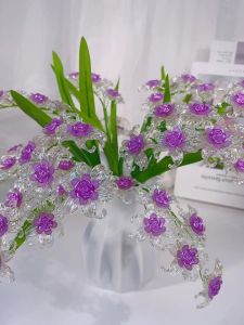 New DIY Handmade Icicle Rose Bouquet Material Kit Artificial Flower Decorations Entrance Ornament Acrylic Home Decoration