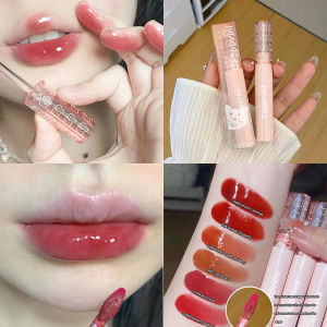 Lipstik Wanita Lip Gloss Gelembung Lapisan Cermin Air Cahaya Kaca Bibir Lapisan Warna Susu -💖Catherine