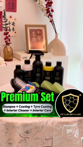 【CP CAR Detailer】Premium Car Wash Package - Nano Car Shampoo + Coating + Tyre Wax + Interior Care + Interior Cleaner + Tools Car Wash & Care Set