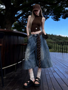 LIRUSHAN | Vintage American Style Denim Shorts Set
