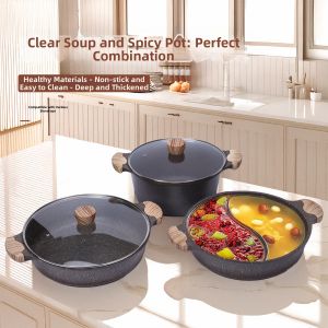 Non-stick Hotpot with Reinforced Glass Lid and Dual Handles