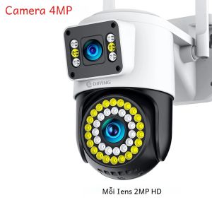 4K 8MP WiFi Camera Ngoài Trời Ống Kính Kép Màn Hình Kép Camera Quan Sát An Ninh AI Theo Dõi Giám Sát Đường Phố Cam Yoosee Trắng IP66 Chống Thấm Nước