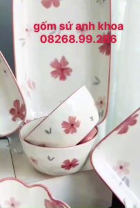 Siêu Sale - Bộ Bát Đĩa Gốm Sứ Decor Bát Ăn Cơm Bát Ăn Chè Chén Dĩa Dễ Thương Sét Bát Đĩa Hoa Gió Dễ thương xinh yêu