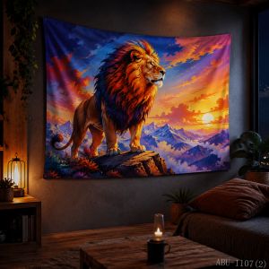 VIKAMA Neon Purple Blue Winged Reindeer Flying Aurora Mountain Tree Gift Christmas Tapestry Bedroom Living Room Dorm Home Decor