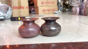 Ống Đựng Bã Trầu Bằng Đồng Chạm Hoa Văn Rồng Phượng Và Tứ Linh