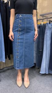 Rok Jeans Highwaist Kancing Depan Skirt Jeans Premium Jinsholic Poppys