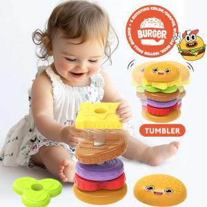 Stacking Burger Toy for Toddlers 18M+ Busy Spin & Match Fine Motor Skills Early Learning Toys Gifts