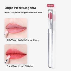MONLEYTA | Portable Silicone Lip Brush With Lid Mini Professional Lipstick Brush For Makeup Artists Lip Balm Applicator Crystal Handle