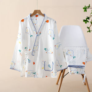 Pure Cotton Gauze Sleepwear Thin Summer And Spring Style Maternity Nursing Home Clothes Postpartum Feeding Robe for Pregnant Women