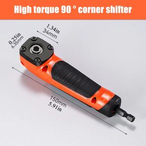 1PC Multifunctional Electric Corner ScrewdriverHigh Torque 90 ° Right Angle ScrewdriverManual ToolBlue and Orange