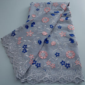 Cotton Lace Fabric African Swiss Voile Lace Fabric Gold Red Floral Embroidery Lace with Rhinestones for Women Party Dress