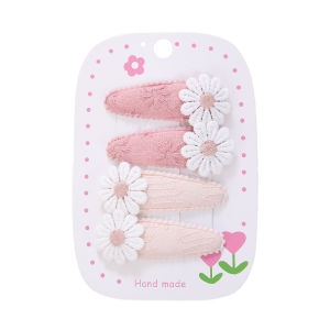 4Pcs/Set Cute Daisy Snap Hair Clips Princess Girls Hairpins Embroidery Plaid Hairgrips Kids Cute Ins Barrettes Hair Accessories