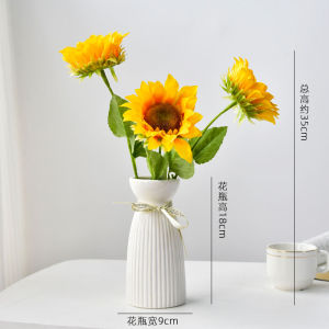 Sunflower Artificial Flower Bouquet Living Room Table Decorative Piece Floral Artifacts Dried Flower Vase Home Dining Table Decor