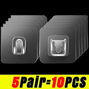 Double-Sided Self Adhesive Wall Hooks Strong Sticky Transparent Traceless Kitchen Bedroom Wall Hook Storage Holders Storage