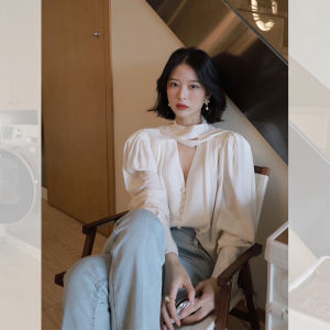 Áo Sơ Mi Trắng Dài Tay Thanh Lịch Kiểu Pháp Dành Cho Nữ Thiết Kế Cao Cấp Thanh Lịch Độc Đáo Đẹp Nhẹ Nhàng Áo Sơ Mi Dài Tay Thời Trang Mùa Xuân