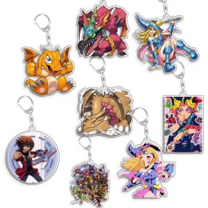 Bandai | For Yu Gi Oh Yugi Mutou Baby Dragon Mad Sword Beast Dark Magician Girl Acrylic Selfmade Cartoon Anime Keychain Pendant Toy Gift