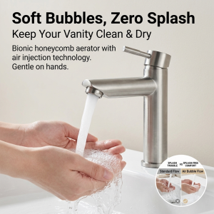 Heavy Duty SUS304 Faucet Splash Easy Installation Bathroom Sink / Washroom Faucet