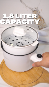 Dreepor 1.8L/2L Multi Function Cooker Electric Pot With Steamer Electric Ramen Cooker Rice Cooker Electric Saucepan Non-Stick Pot