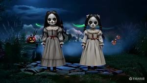 2pcs Halloween Ghost Doll Ground Insertion Decoration Horror Style Outdoor Courtyard Logo Decoration Female Ghost Doll Outdoor