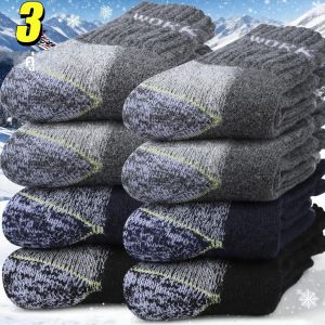 ถุงเท้าขนสัตว์สำหรับผู้ชาย 3 คู่ ถุงเท้าทำงานแบบหนาสำหรับฤดูหนาว ถุงเท้าถักแบบเทอร์รี่ ความยาวครึ่งน่อง สวมใส่สบาย เหมาะสำหรับใส่ในชีวิตประจำวันและเล่นกีฬากลางแจ้ง