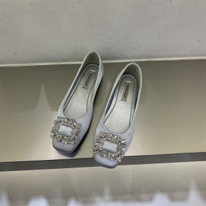 Elegant French Style Diamond Buckle Satin Soft Comfortable Flats