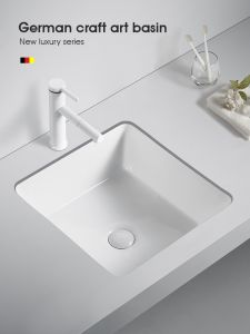 Square Flat Bottom Undermount Ceramic Washbasin Mini Face Washing Bowl Home Use Embedded Bathroom Furniture Small Size