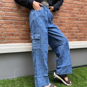 Celana Kulot Jeans Cargo Dewasa All size Fit to XL BB 40-65kg Celana Jeans Kargo Wanita