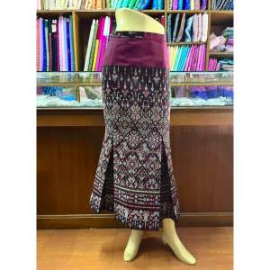 กระโปรงจีบทวิส กระโปรง กระโปรงผ้าไทย ตัดอัดกาวแล้วพร้อมส่งค่ะ(เชียงรายฝ้ายล้านนา)