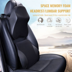Car Seat Headrest Pad Soft Memory Foam Pillow Head Neck Rest and Lumbar Back Support Gaming Chair