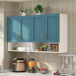 Blue Wooden Wall Cabinet Balcony Bathroom Storage Cabinet Wall Mounted Kitchen Storage Furniture Economic Style Durable Material