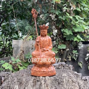 Tượng phật địa tặng ngồi đài sen gỗ hương nguyên khối cực đẹp