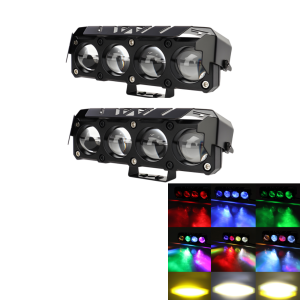 Car Truck LED Spotlight 4 Lens Auxiliary Headlight LED Work Light Dual Color Yellow White RGB DRL Driving Light for Car Motor UT