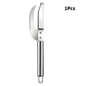 ⚑Stainless Steel 3 In 1 Fish Scale Knife Cut/Scrape/Dig Maw Knife Scale Scraper Sawtooth Peelers Scraping Boning Filleting
