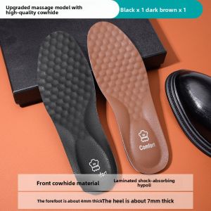Mens Leather Insoles Shock Absorption Breathable Sweat Absorbing Anti-Odor Soft Sole