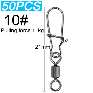 50pcs Swivel Snap Connector Pin Bearing Rolling 360 Rotate Ring Tackle Buckle Hook Lure Kit Wire Box Fishing Accessories